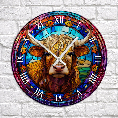 BooBoo Highland Cow Suncatcher Effect Clock